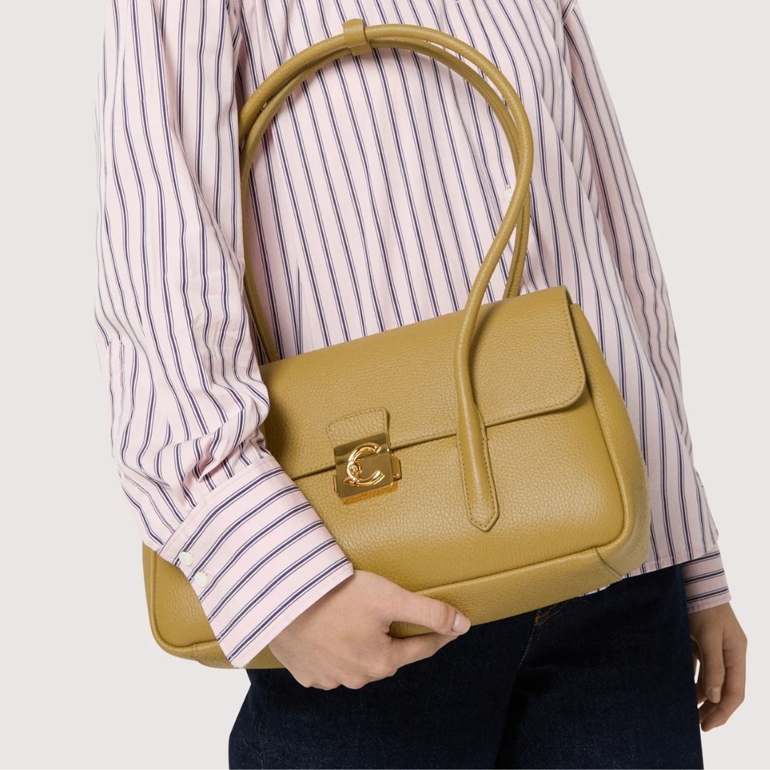 Coccinelle C-Me Lock Seagrass Leather Shoulderbag