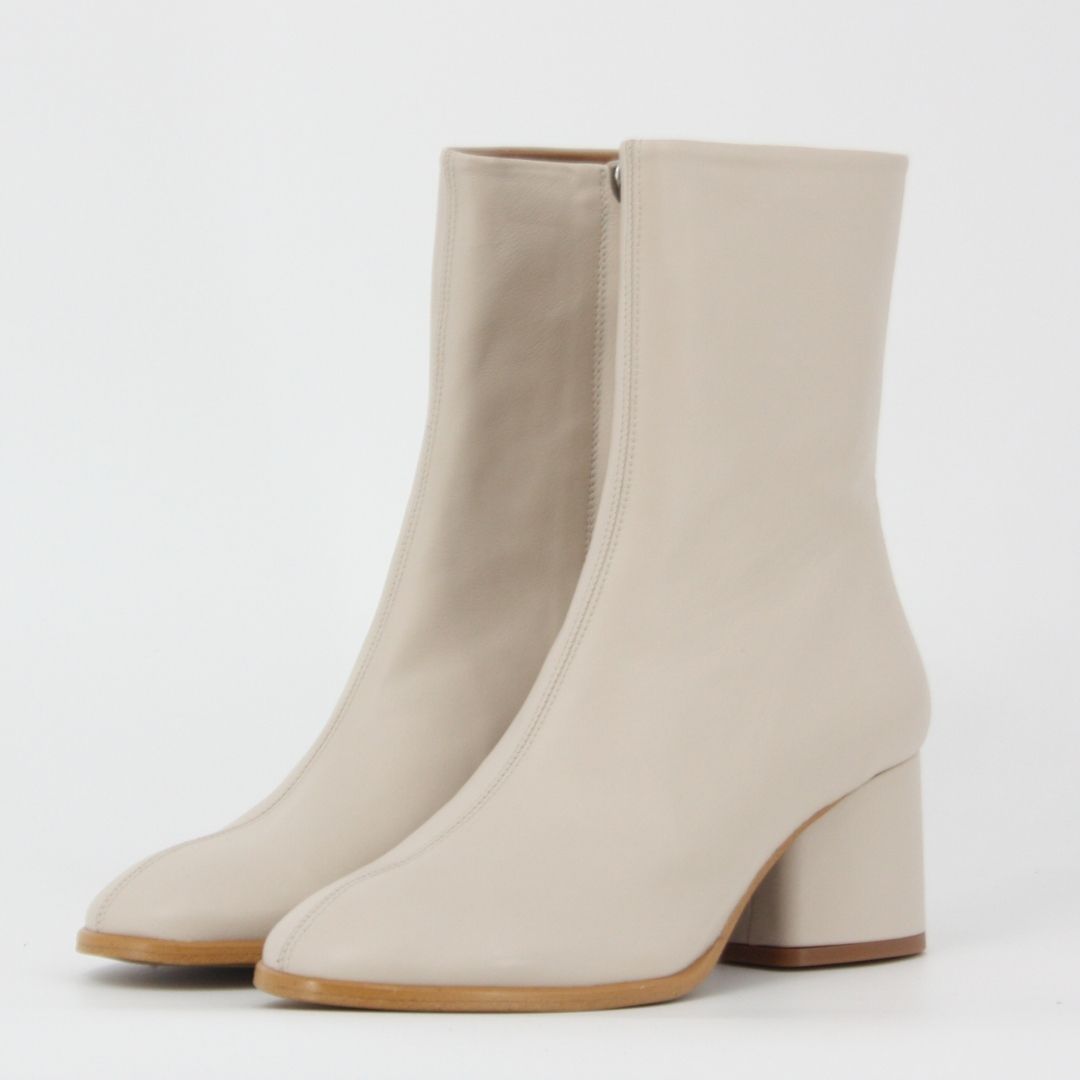 Dansi DOLLY Cream Leather Ankle Boots