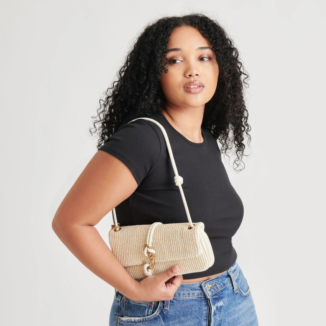 Dolce Vita ALICE Raffia Natural Shoulder Bag