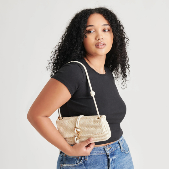 Dolce Vita ALICE Raffia Natural Shoulder Bag