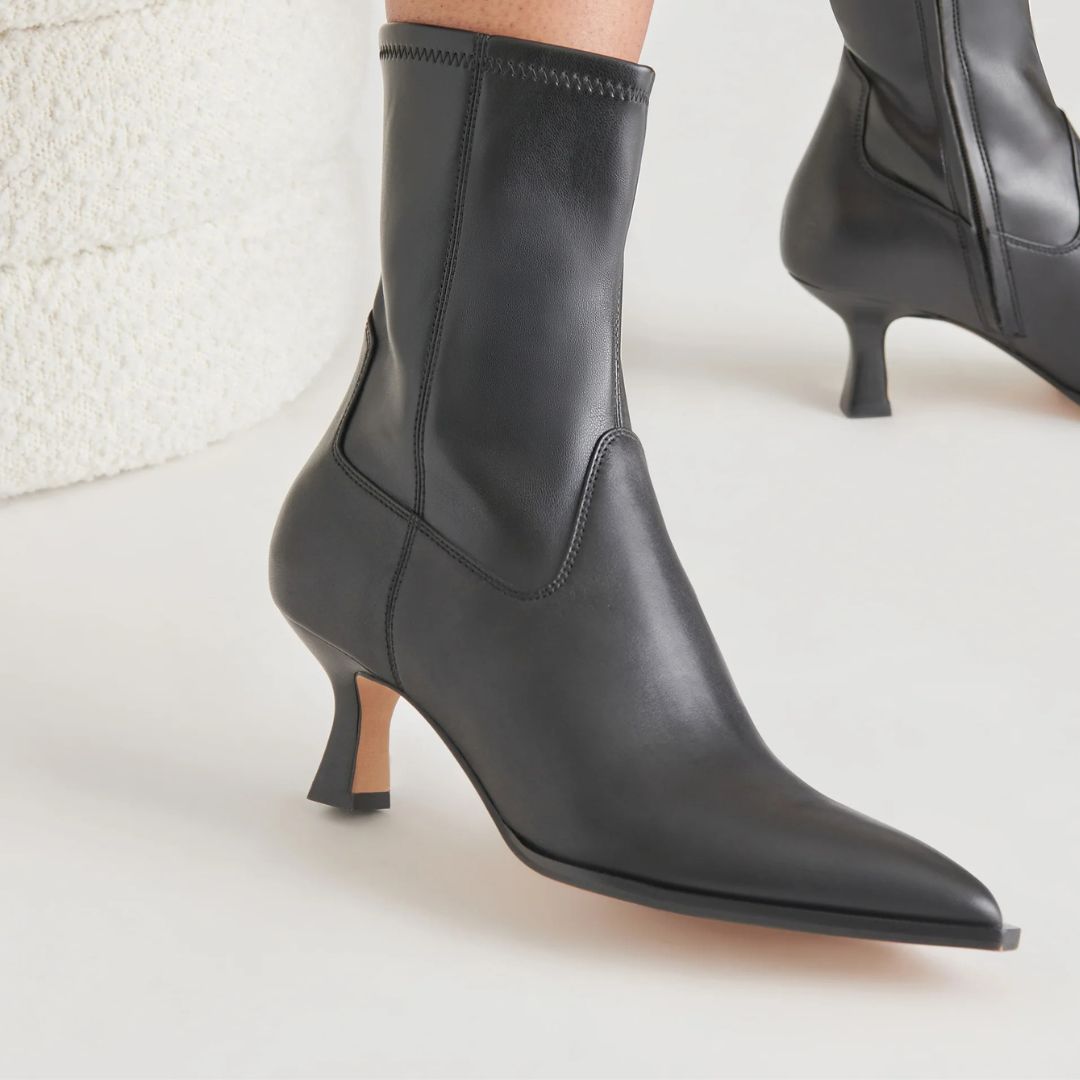 Dolce Vita ARYA Black Leather Ankle Boots
