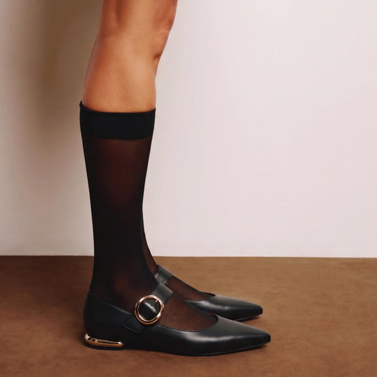 GIOSEPPO SUKI Leather Black Ballet Flats