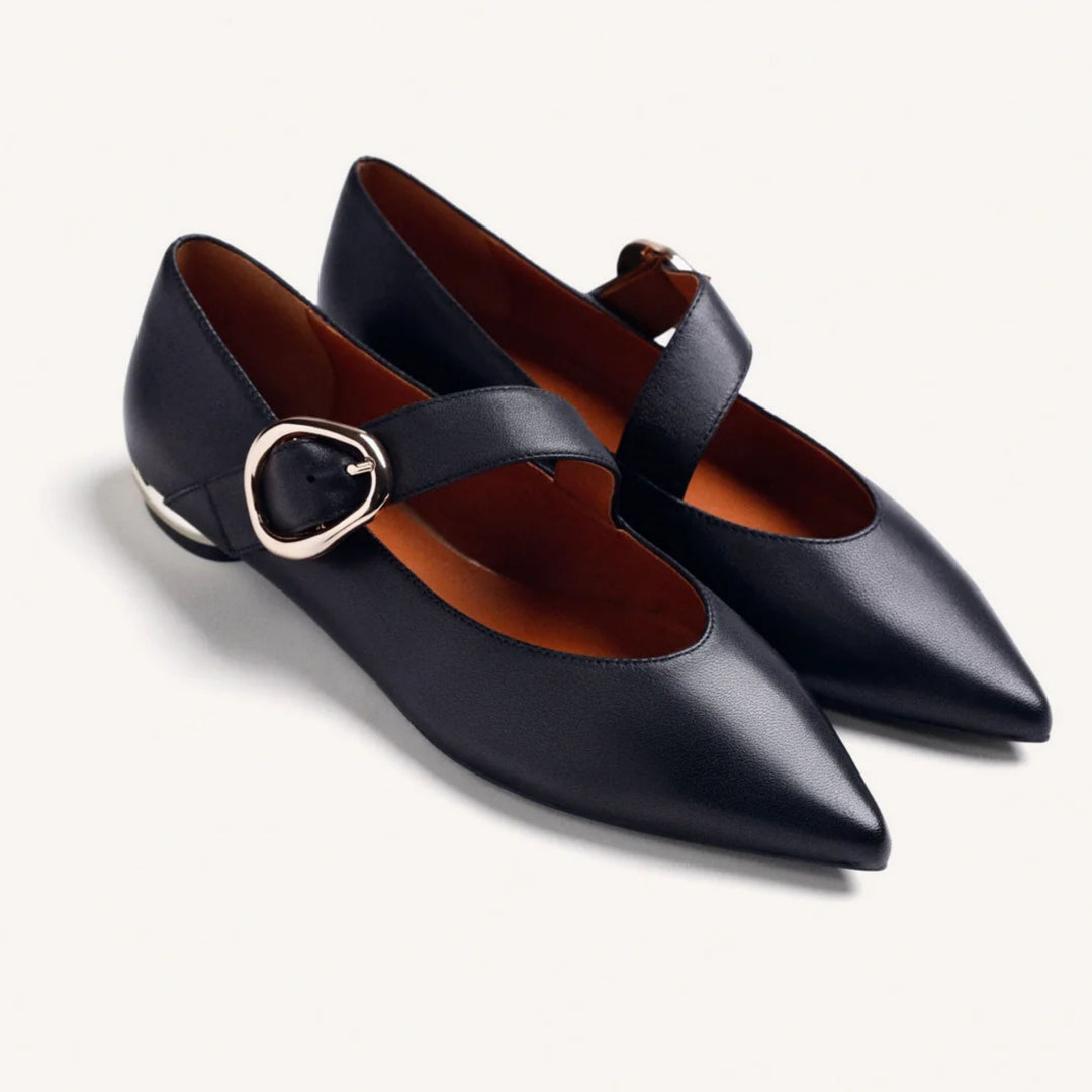 GIOSEPPO SUKI Leather Black Ballet Flats