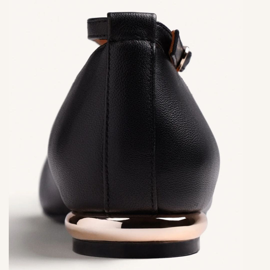 GIOSEPPO CLARA Leather Black Studded Ballet Flats