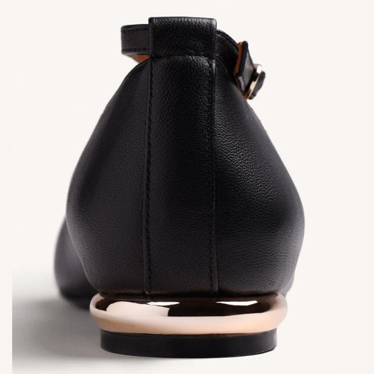 GIOSEPPO CLARA Leather Black Studded Ballet Flats