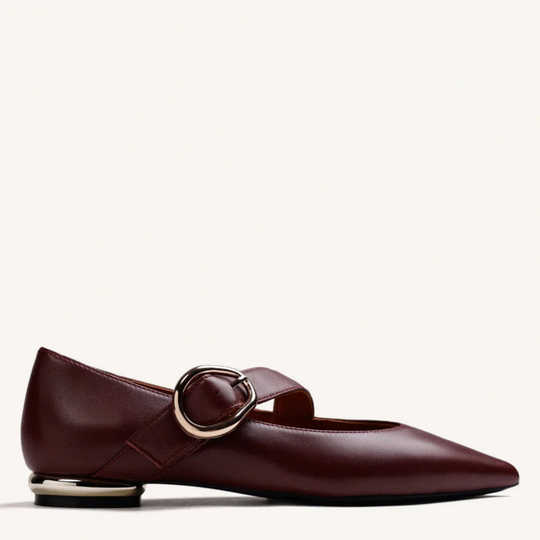 GIOSEPPO SUKI Leather Burgundy Ballet Flats