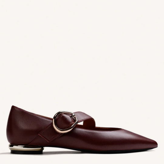 GIOSEPPO SUKI Leather Burgundy Ballet Flats