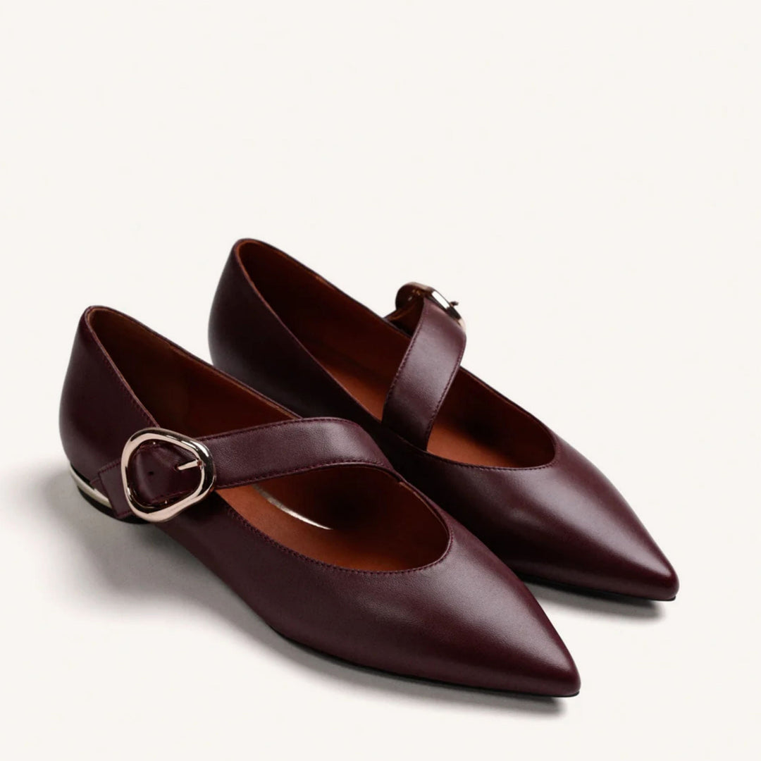 GIOSEPPO SUKI Leather Burgundy Ballet Flats