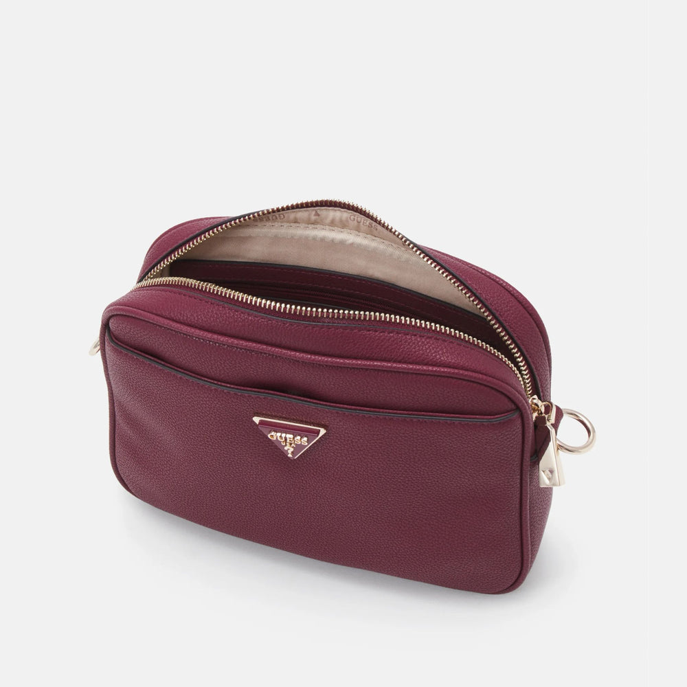 GUESS MERIDIAN Burgundy Crossbody Camera Bag