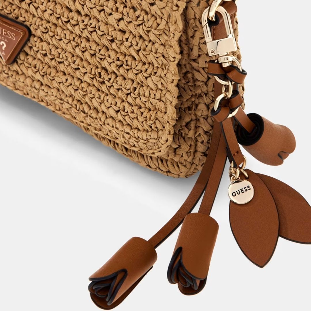 GUESS OFELIA Raffia Natural Crossbody Bag