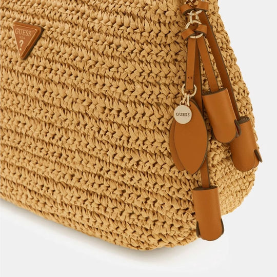 GUESS OFELIA Raffia Natural Shoulder Bag