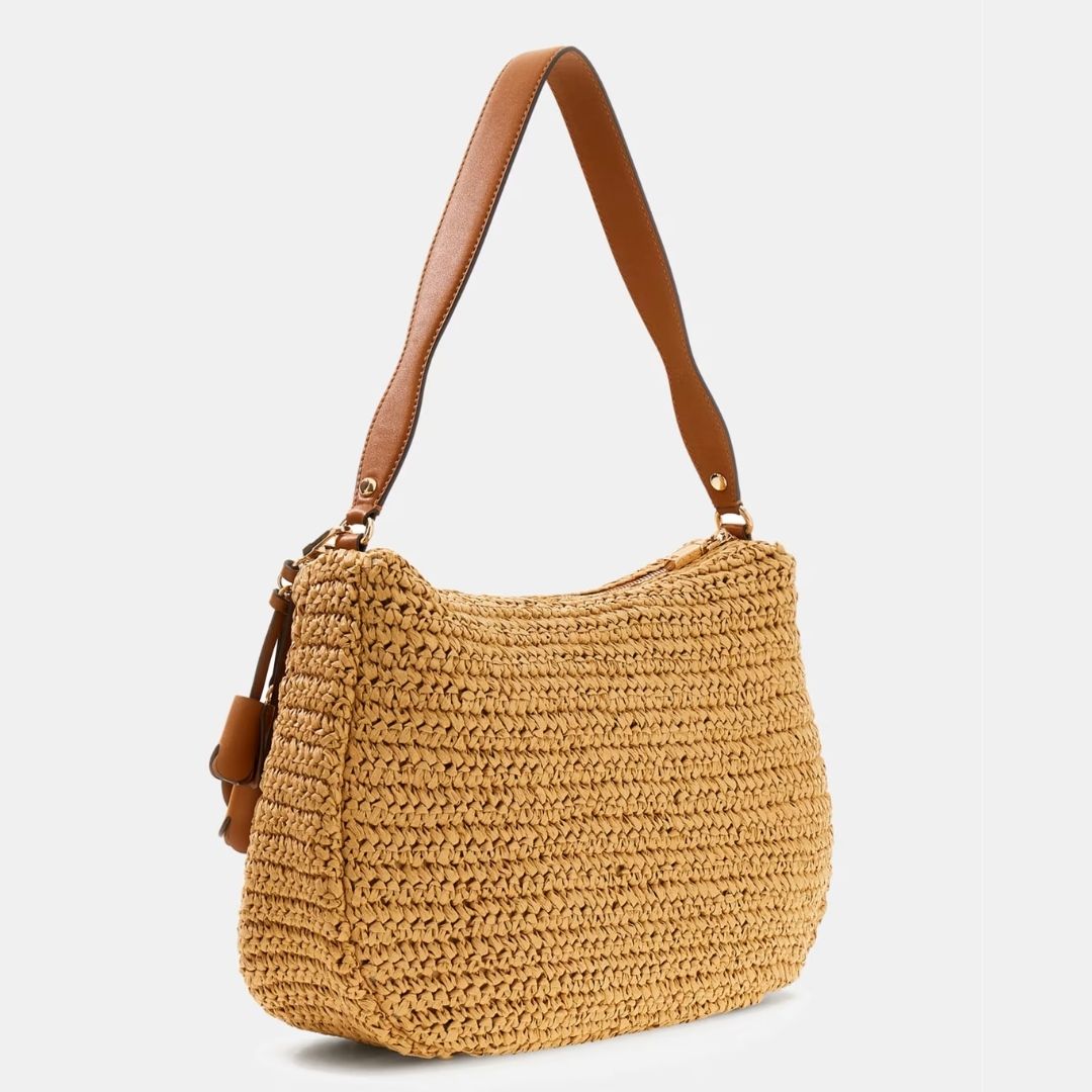 GUESS OFELIA Raffia Natural Shoulder Bag