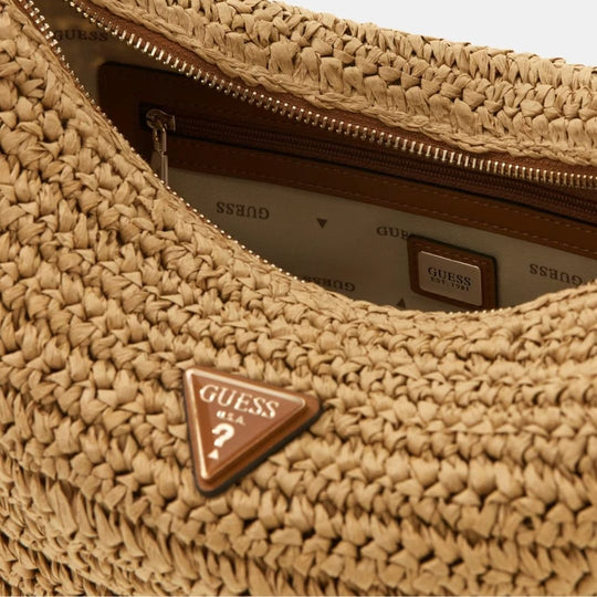 GUESS OFELIA Raffia Natural Shoulder Bag