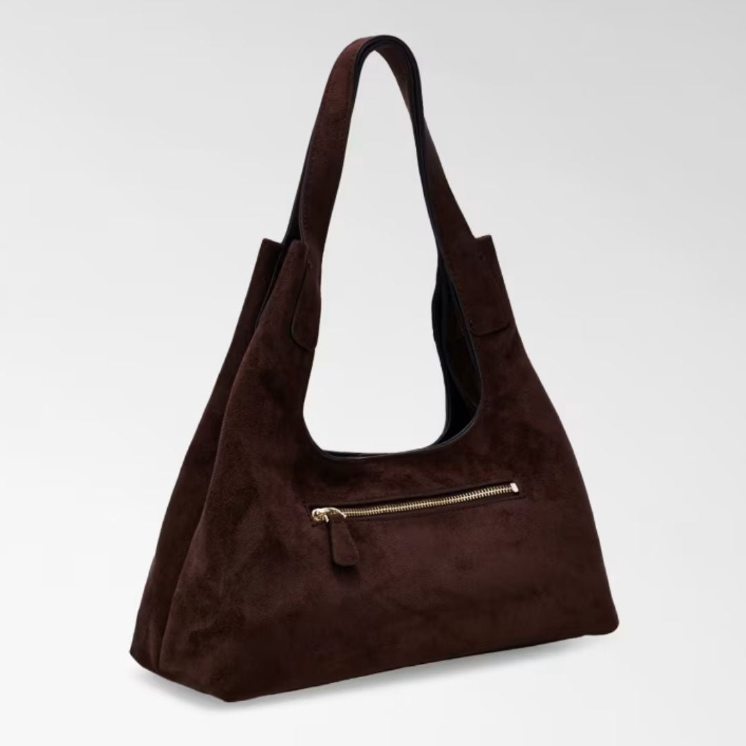 GUESS SUNSET Hobo Maxi Suede Espresso Shoulderbag
