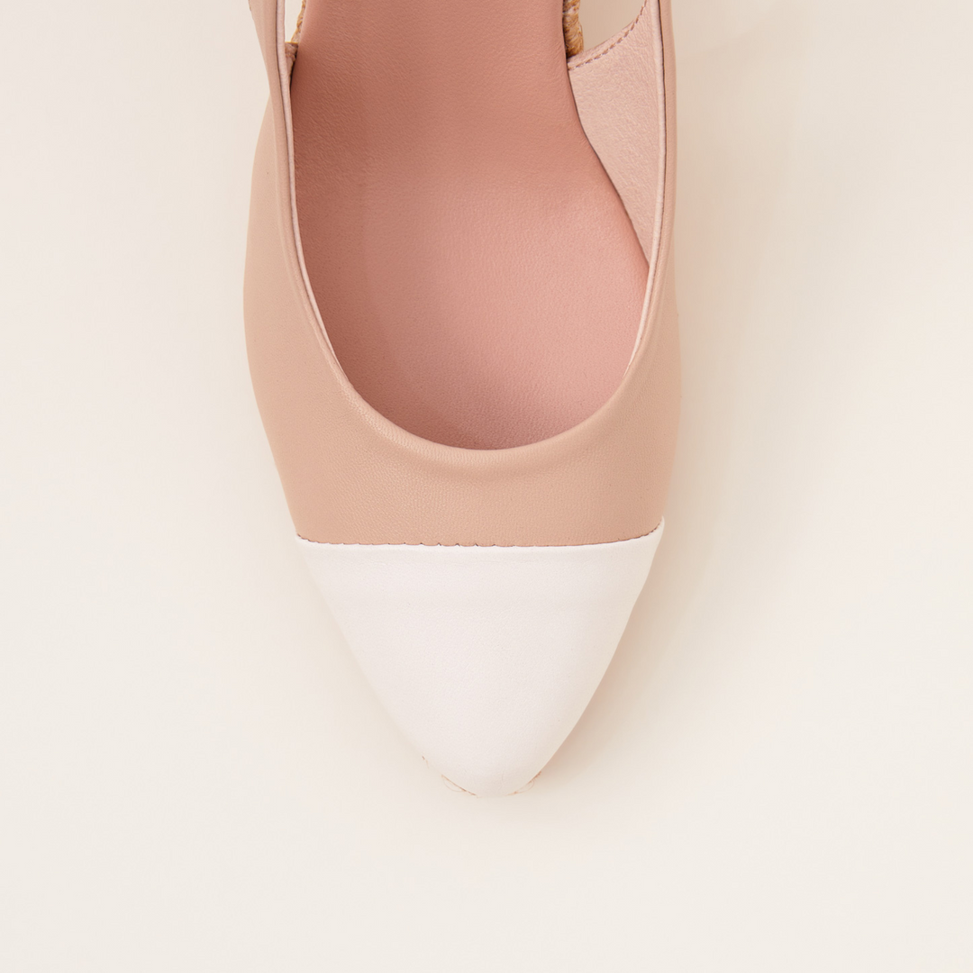 Gaimo VELIA Nude & Whtte Wedge Slingback Espadrille