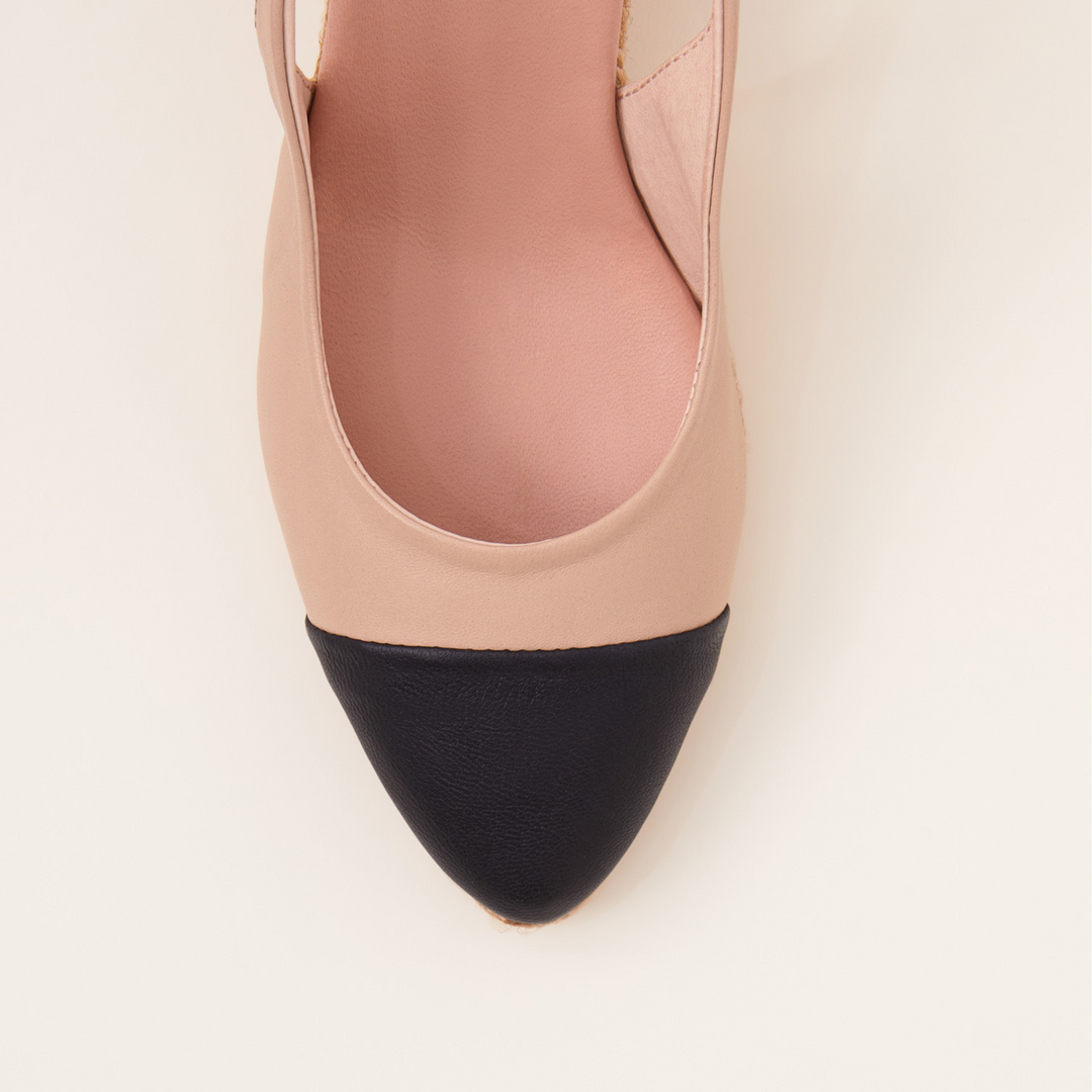 Gaimo VELIA Nude & Black Wedge Slingback Espadrille