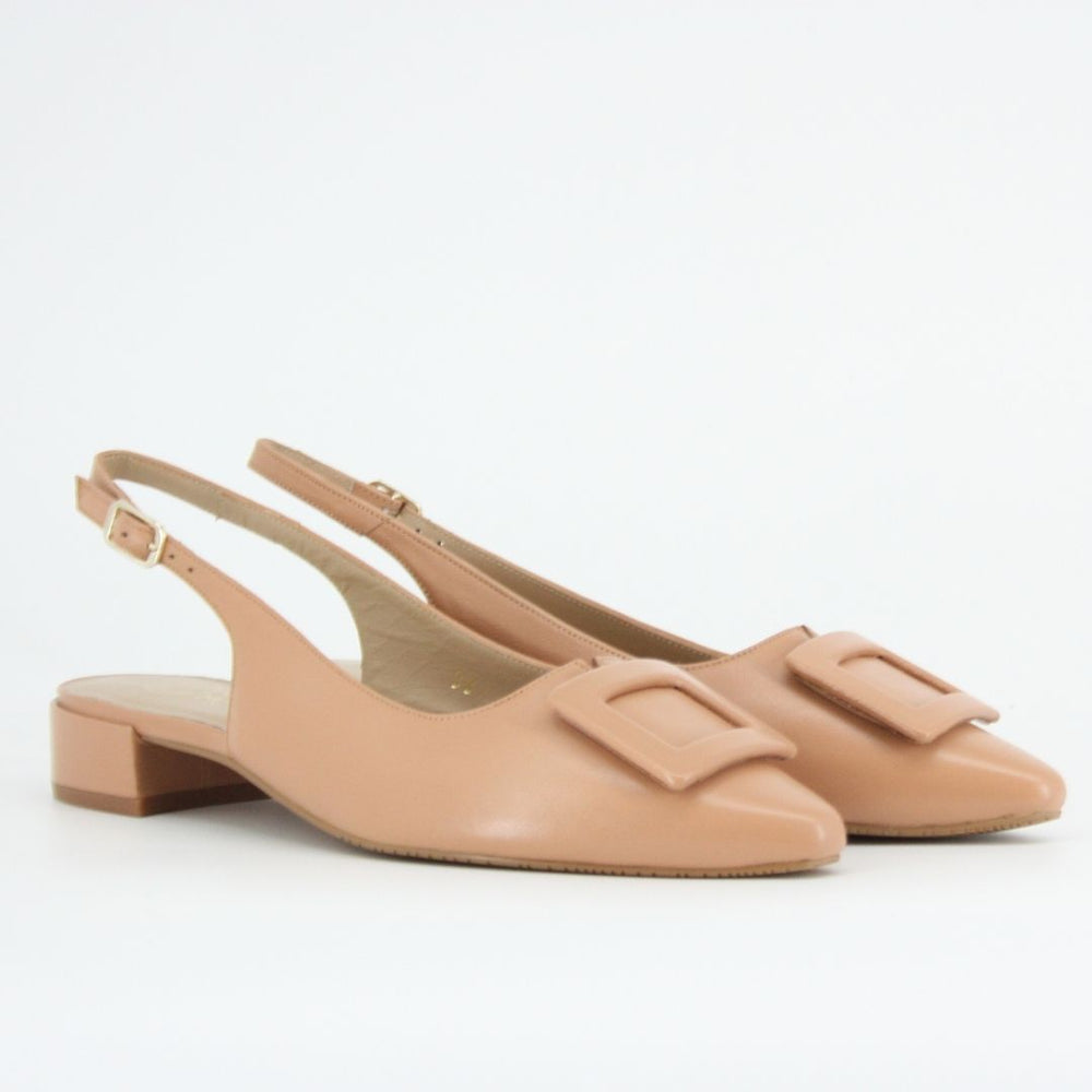 Gerry Mc Guire's SOFIA Leather Sling-back Sand Pumps