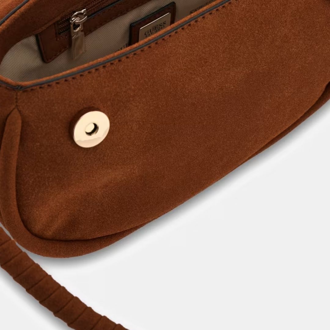Guess DANYA Brown Suede Flap Shoulderbag