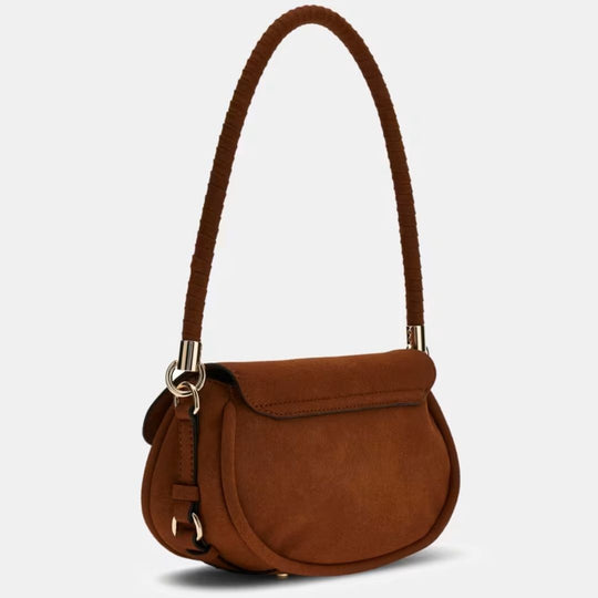 Guess DANYA Brown Suede Flap Shoulderbag