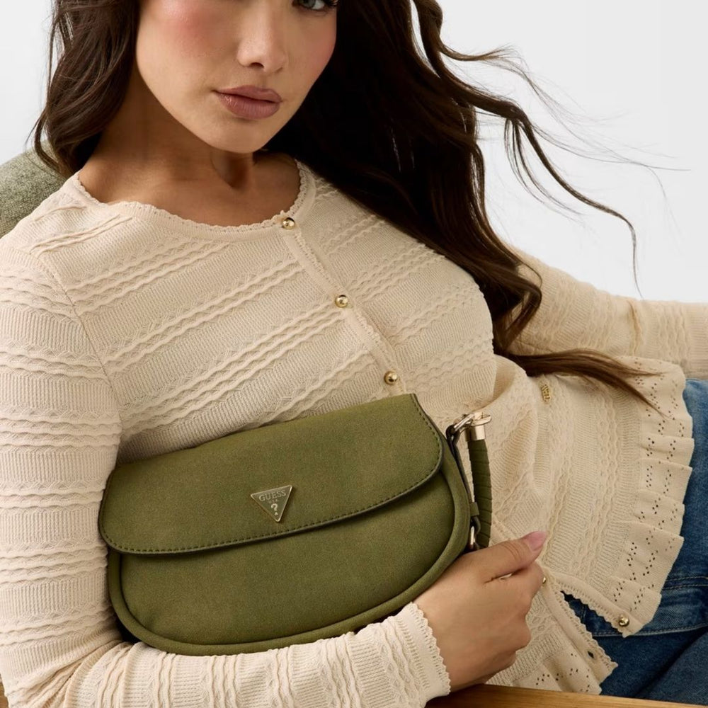 Guess DANYA Green Suede Flap Shoulderbag