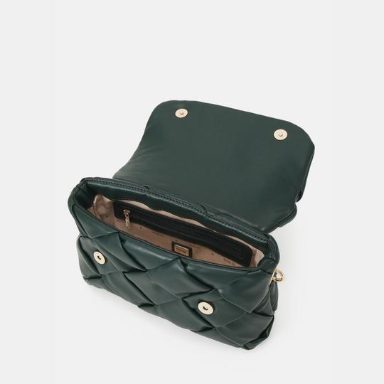 Guess ZAINA Forest Green Quilted Crossbody Bag