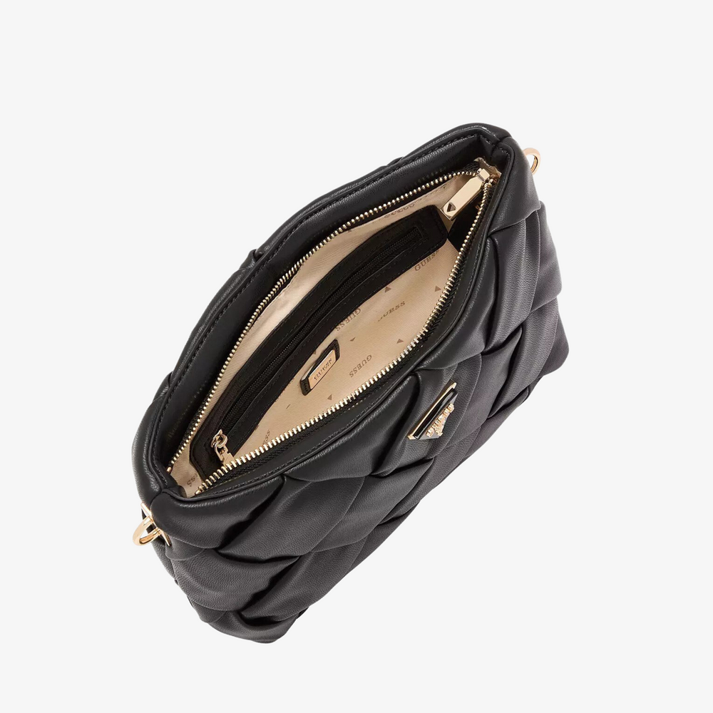 Guess ZAINA Black Quilted Crossbody Bag