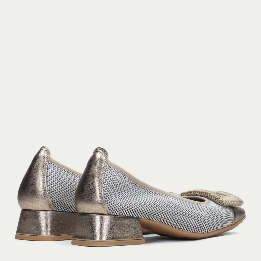 Hispanitas ARUBA White/Gold Court Shoes