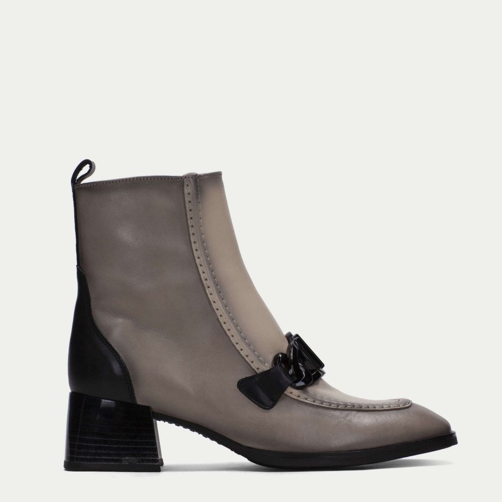 Hispanitas CHARLIZE Taupe and Black Heeled Ankle Boots