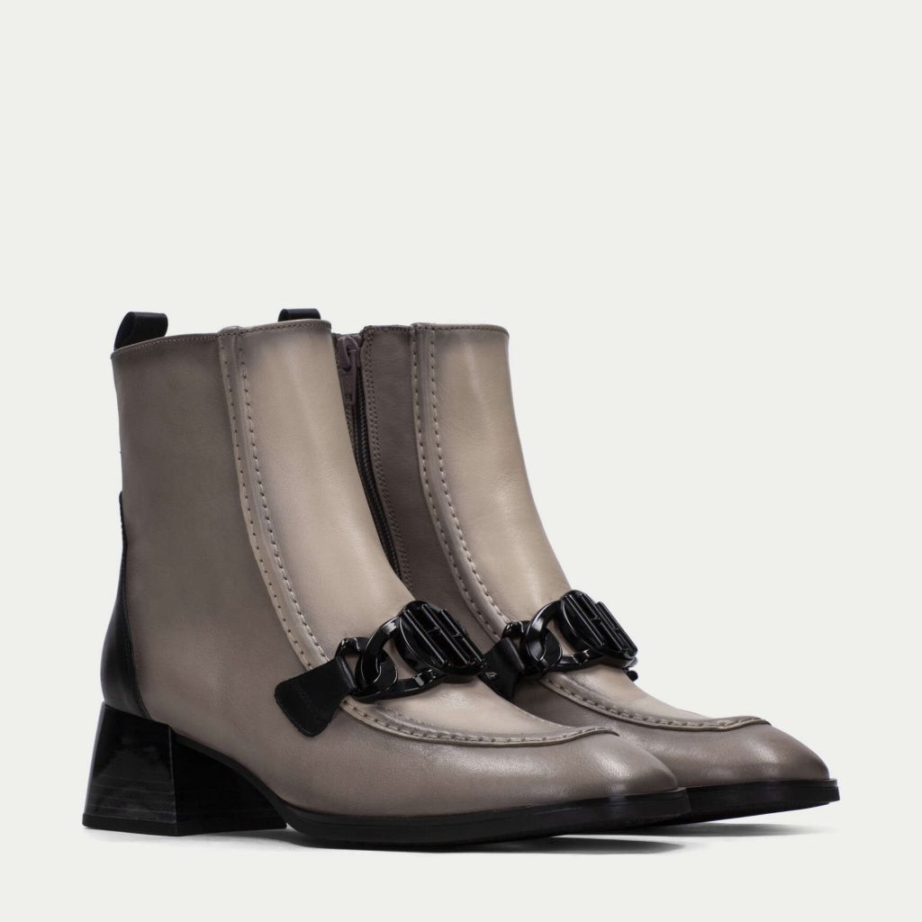 Hispanitas CHARLIZE Taupe and Black Heeled Ankle Boots