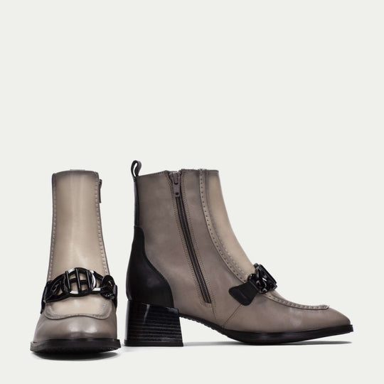 Hispanitas CHARLIZE Taupe and Black Heeled Ankle Boots
