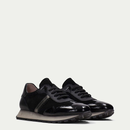 Hispanitas LOIRA Black Suede And Patent Sports Trainers