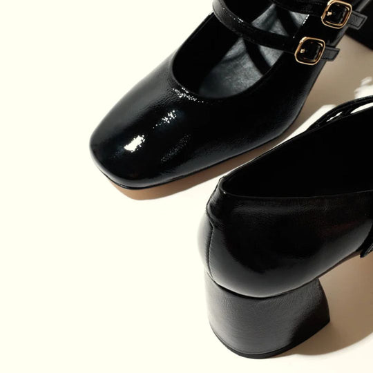 KMB CHRISSY Black Leather Mary Jane Pumps