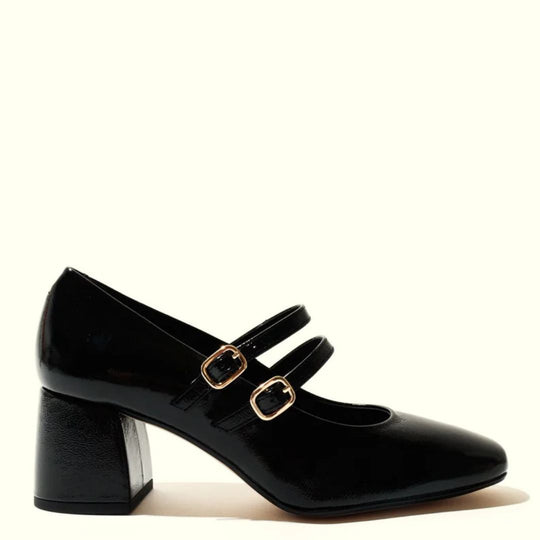 KMB CHRISSY Black Leather Mary Jane Pumps