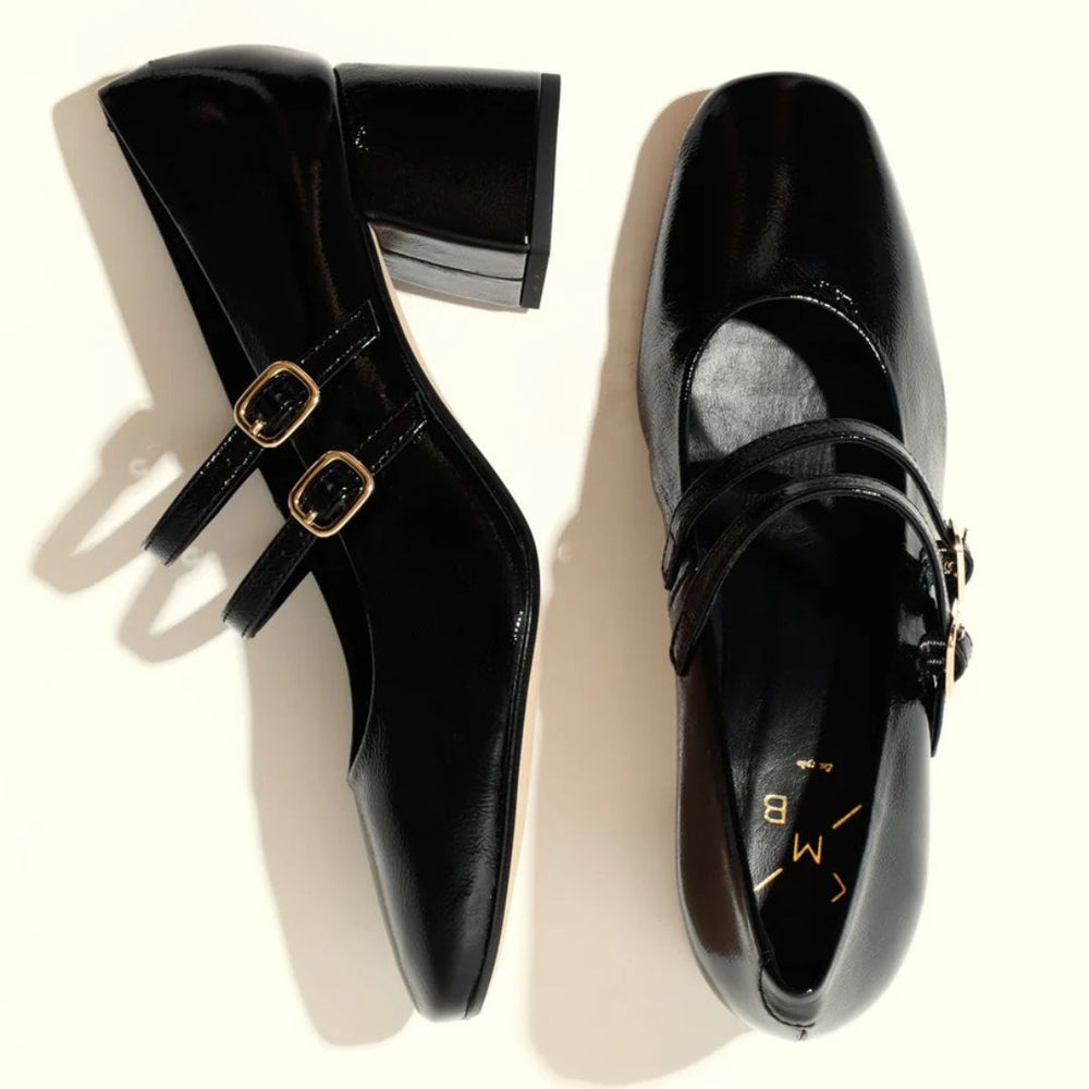 KMB CHRISSY Black Leather Mary Jane Pumps