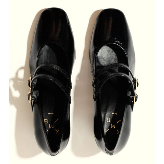 KMB CHRISSY Black Leather Mary Jane Pumps