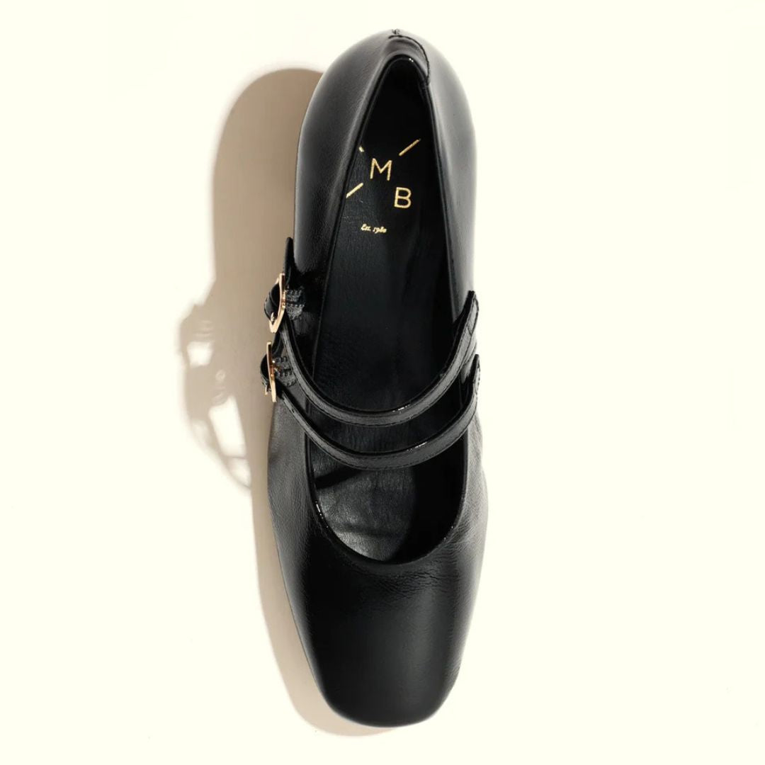 KMB CHRISSY Black Leather Mary Jane Pumps