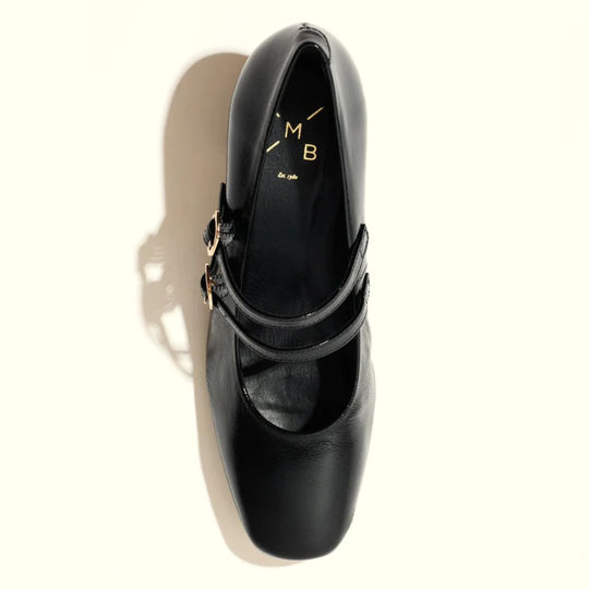 KMB CHRISSY Black Leather Mary Jane Pumps