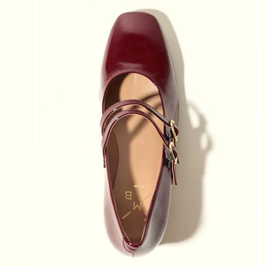 KMB CHRISSIE Burgundy Leather Mary Jane Pumps