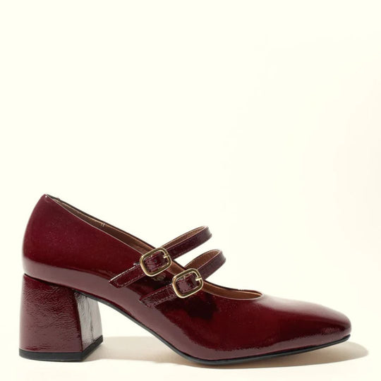 KMB CHRISSIE Burgundy Leather Mary Jane Pumps