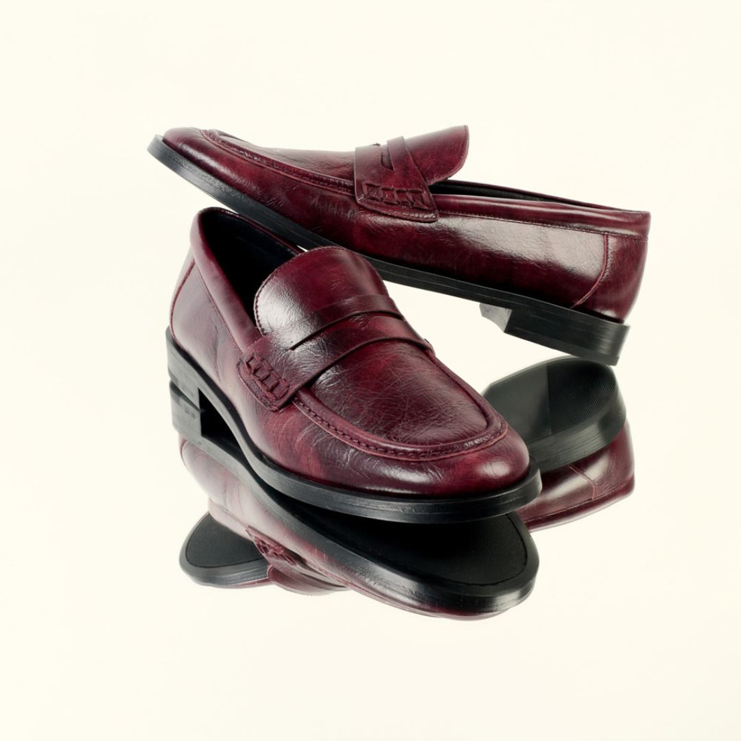 KMB EMELIA Burgundy Leather Loafers