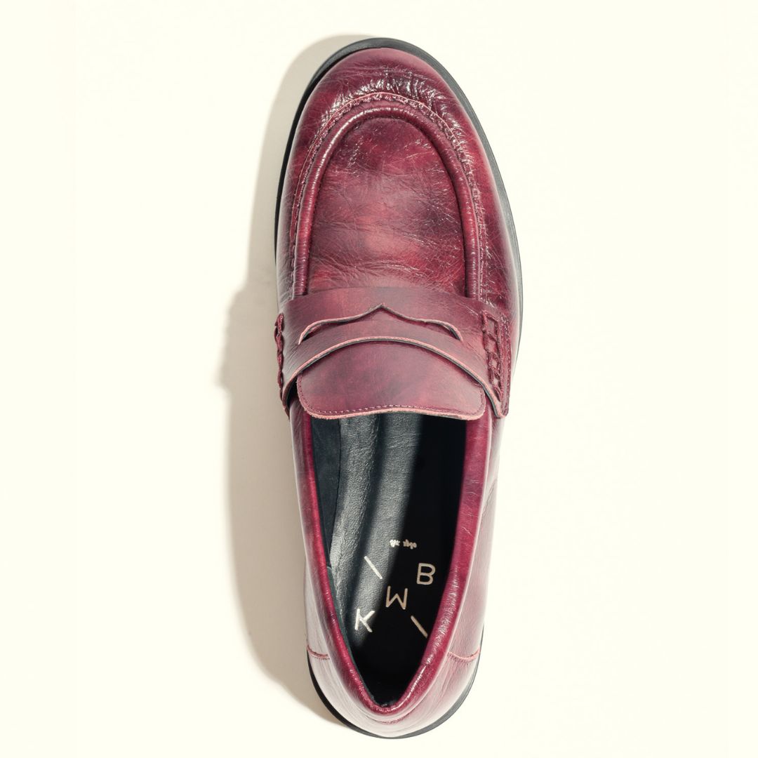 KMB EMELIA Burgundy Leather Loafers