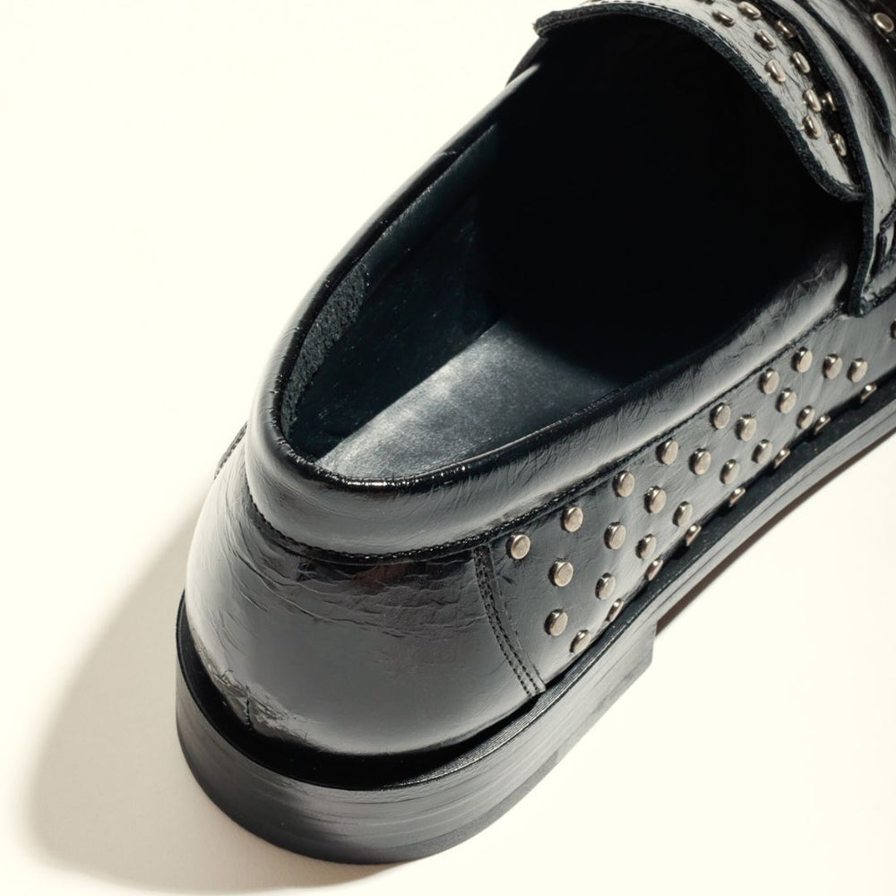 KMB EMELIA Studded Black Leather Loafers