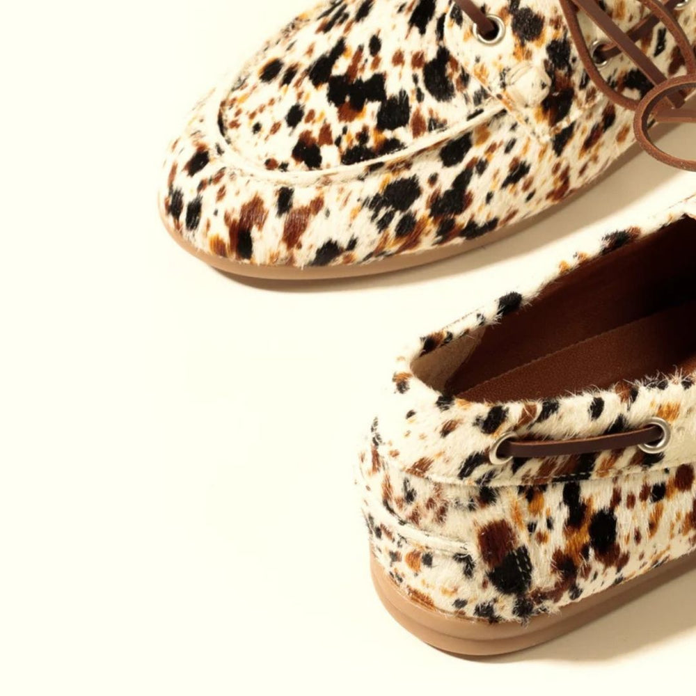 KMB BRONCO Cowprint Cowhide Boat Shoes