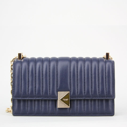 Kate Spade DECO PARISIAN Quilted Navy Mini Flap Chain Crossbody