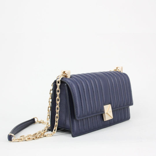 Kate Spade DECO PARISIAN Quilted Navy Mini Flap Chain Crossbody