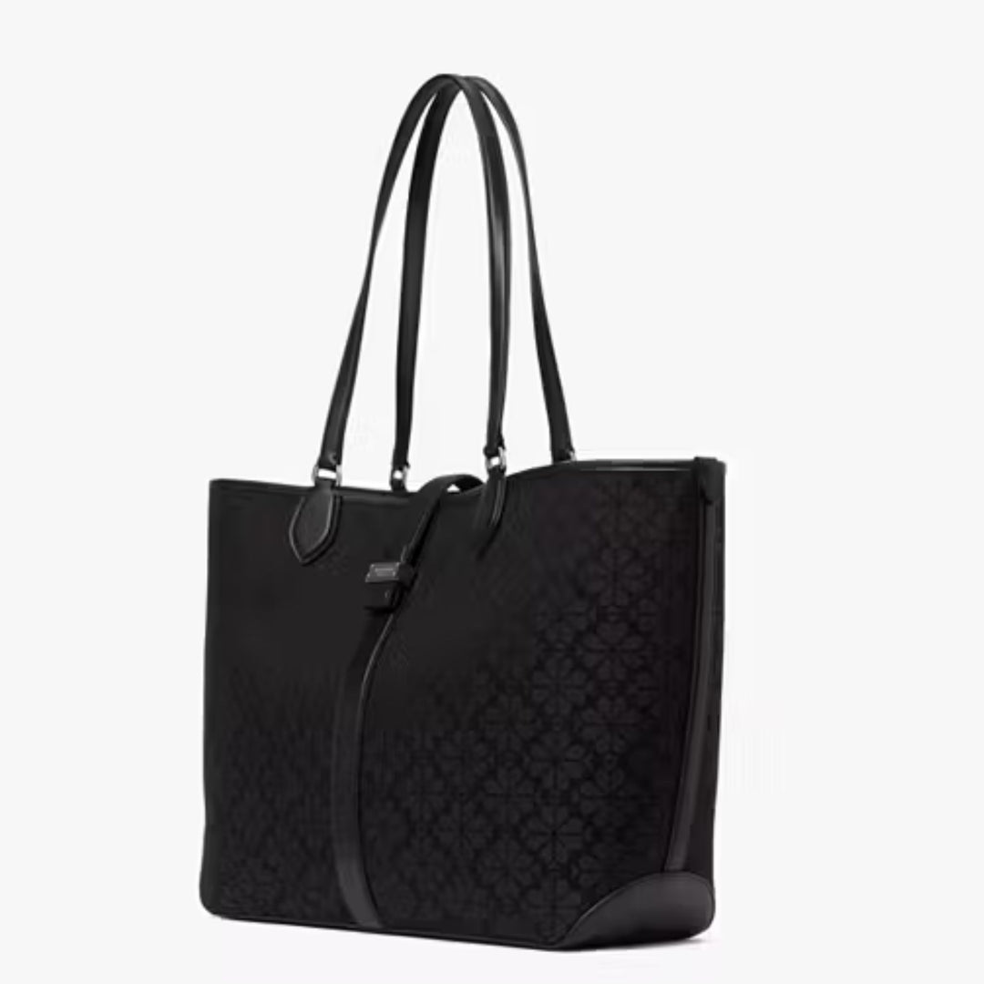 Kate Spade Spade Flower Jacquard Large Black Open Tote