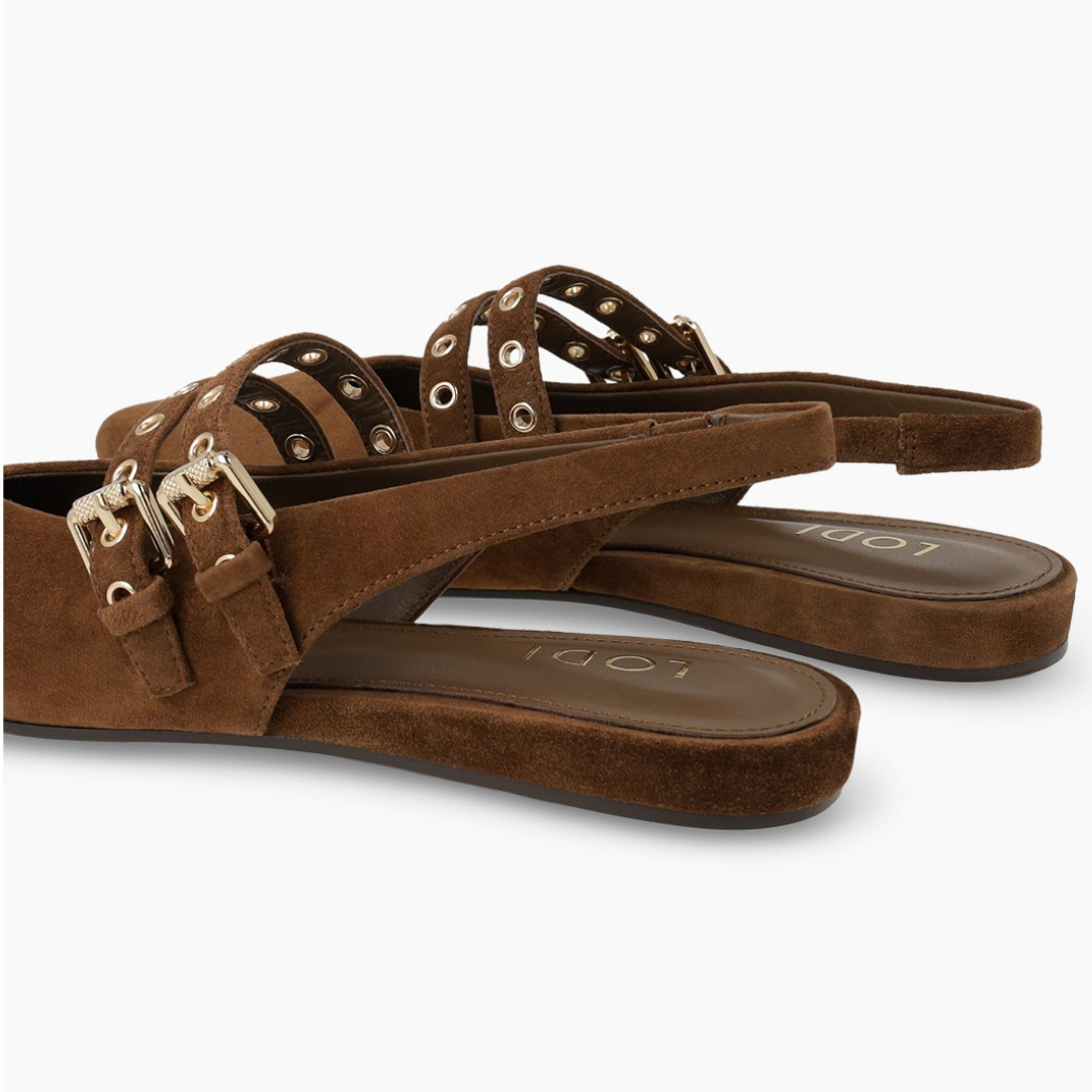 Lodi A-SORIA Slingback Brown Suede Ballet Flats