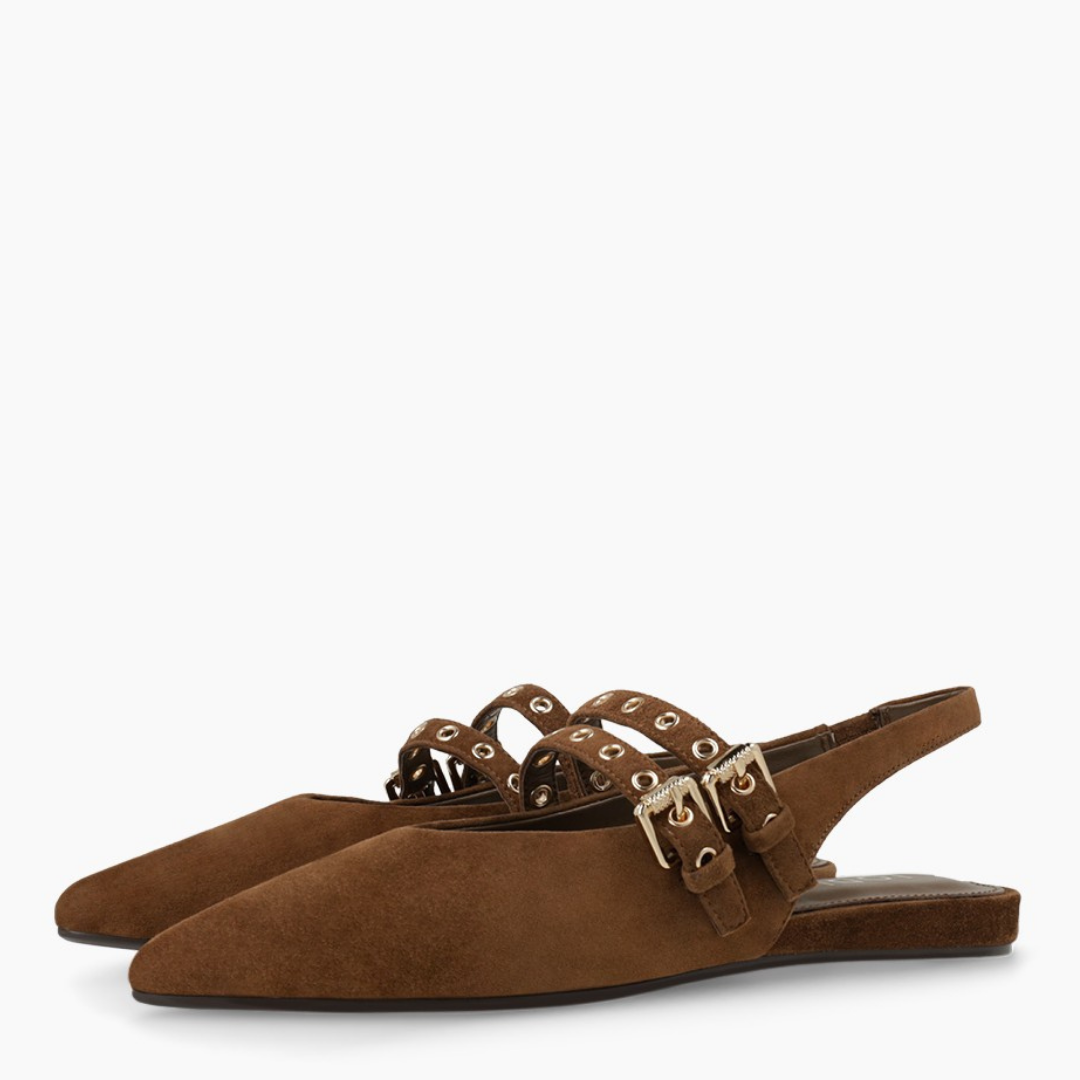 Lodi A-SORIA Slingback Brown Suede Ballet Flats