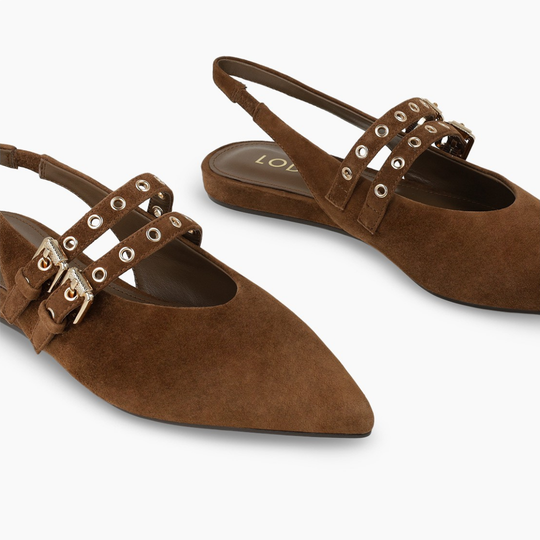 Lodi A-SORIA Slingback Brown Suede Ballet Flats