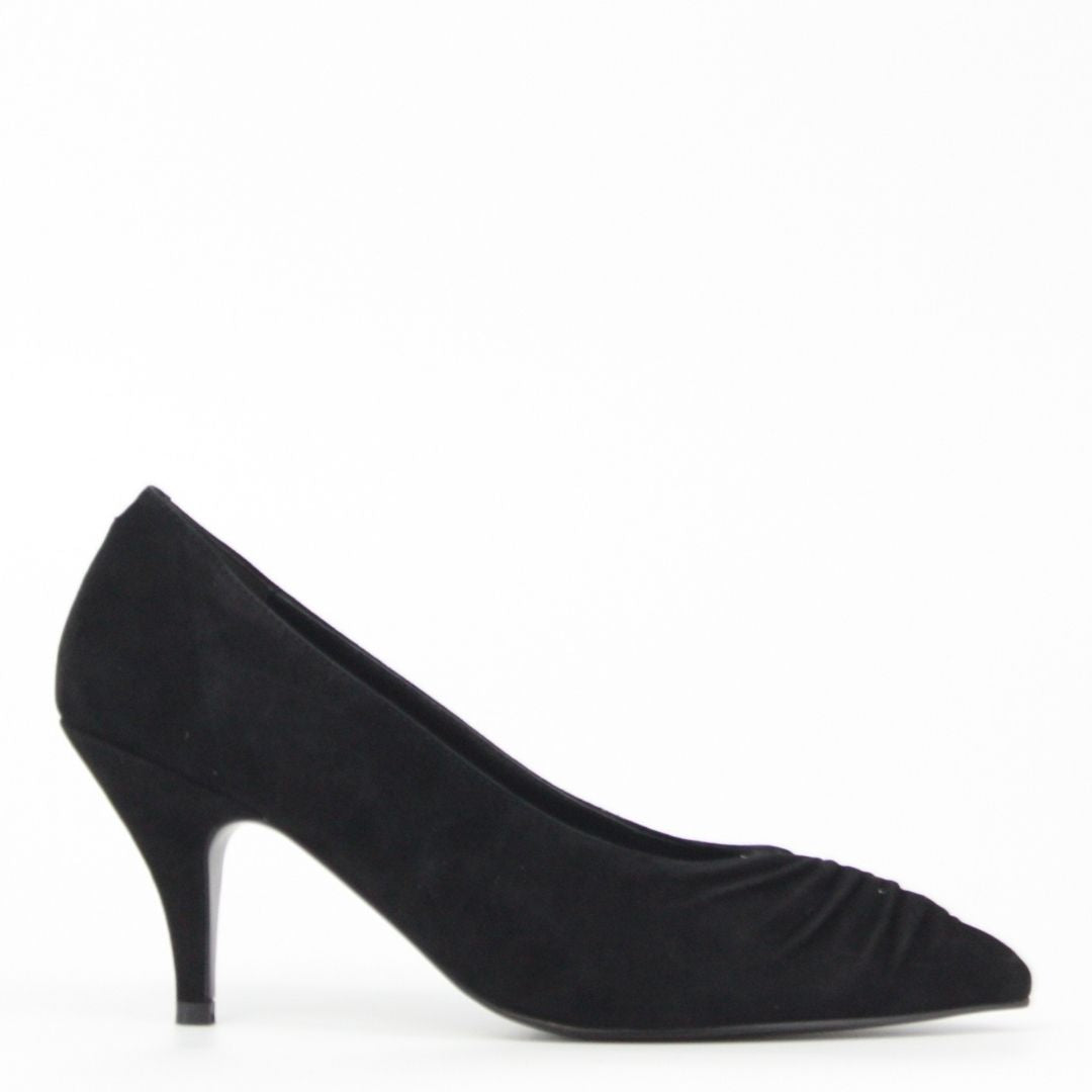 Lodi A-TAPI Black Suede Court Shoes